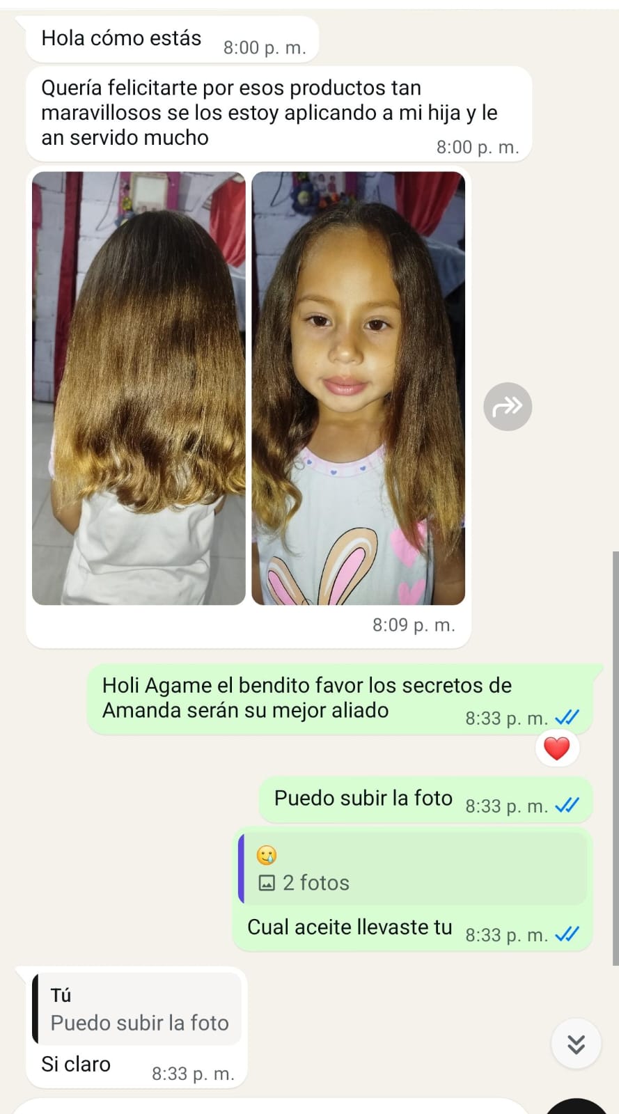 Testimonio cabello niña